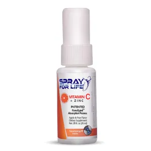 Spray for Life® Vitamina C (Pureway-C ®) Plus Zinc Spray – Formulación no intética con nanotecnología – Manzana y pera Daily Vitamina Spray para adultos, niños y personas mayores – 30 días de suministro