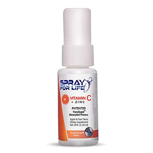 Spray for Life® Vitamina C (Pureway-C ®) Plus Zinc Spray – Formulación no intética con nanotecnología – Manzana y pera Daily Vitamina Spray para adultos, niños y personas mayores – 30 días de suministro