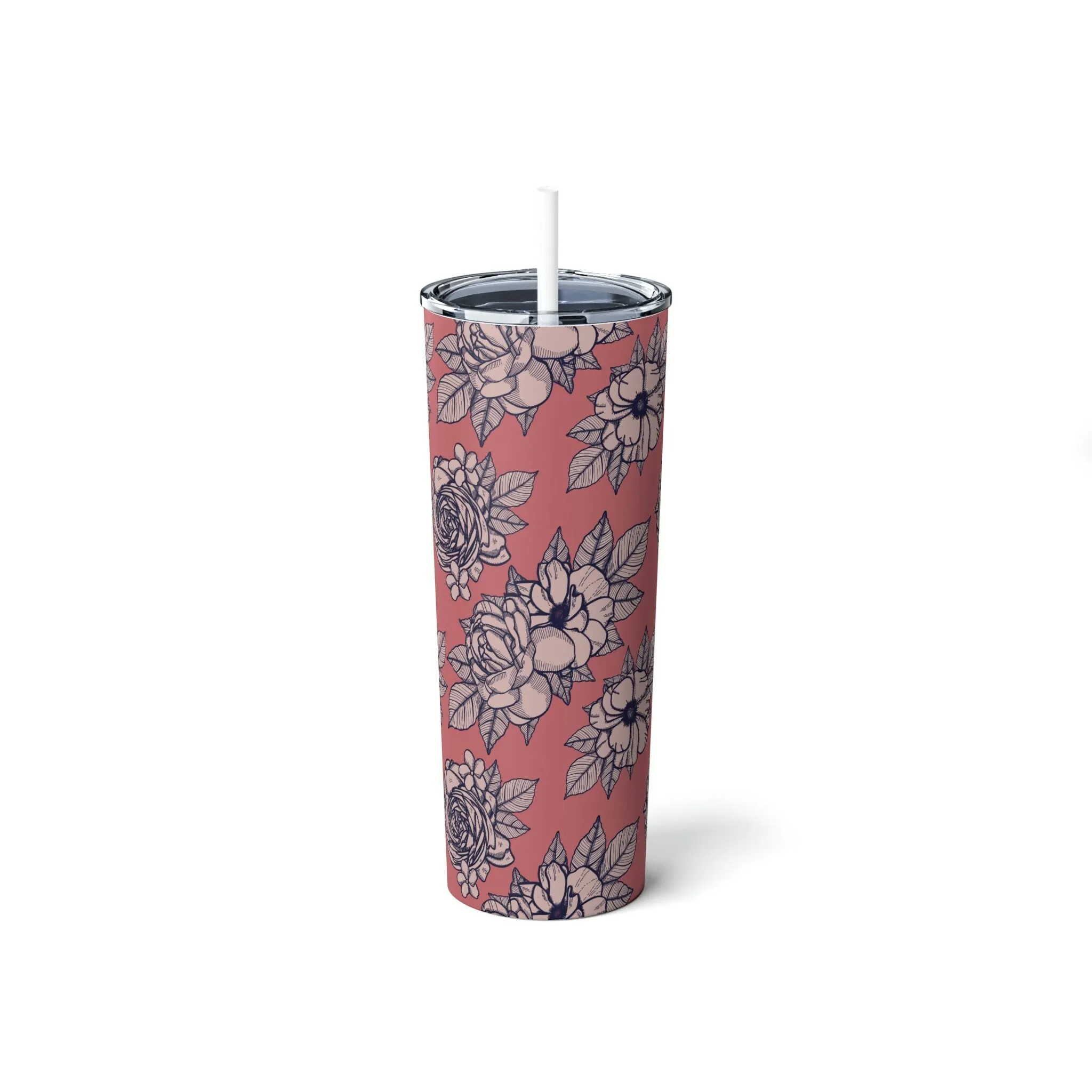 Spring Floral Steel Tumbler with Straw, 20oz
