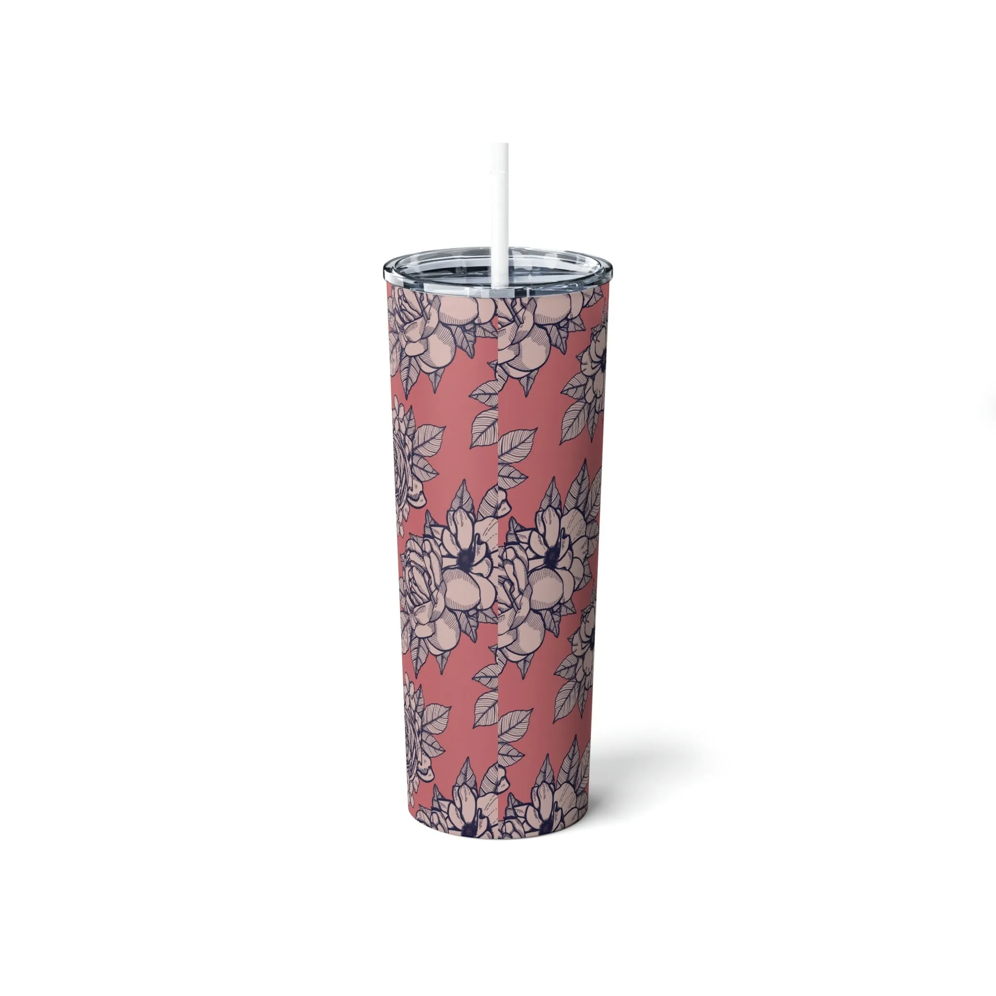 Spring Floral Steel Tumbler with Straw, 20oz