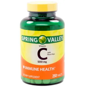 Spring Valley - Vitamina C 500 mg con escaramujos, 250 tabletas