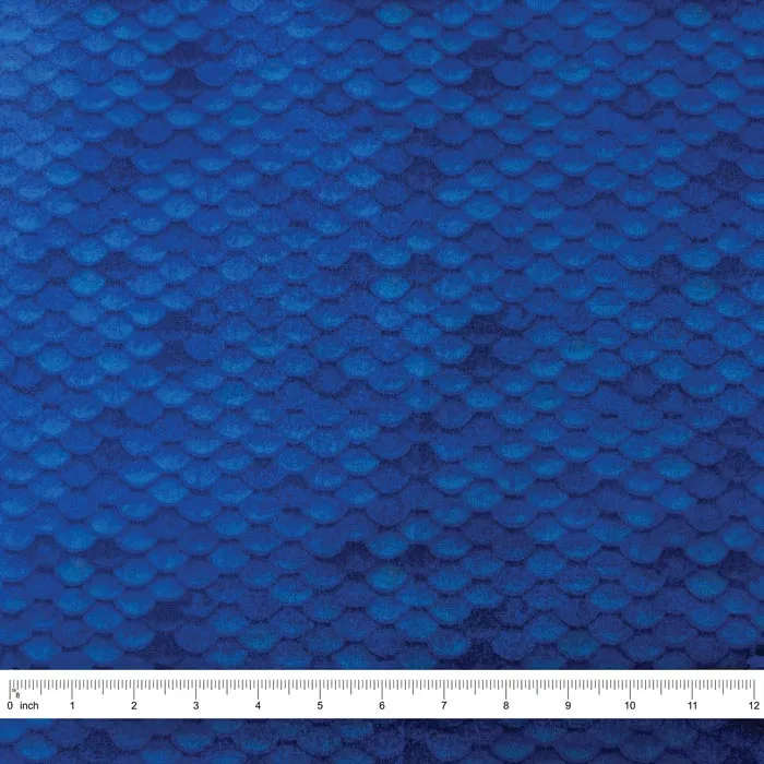 Stretch Fabric, Holographic Mermaid Scales, Blue