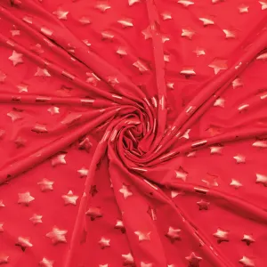Stretch Fabric, Red Star Pattern, Red