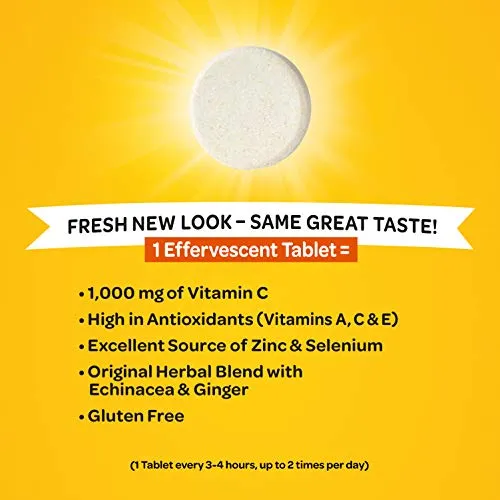 Vitamina C 1000 mg – Airborne Pastilla efervescente con sabor a bayas, 30 unidades y vitamina C 1000 mg – Tabletas efervescentes de naranja zesty (30 unidades en una caja)