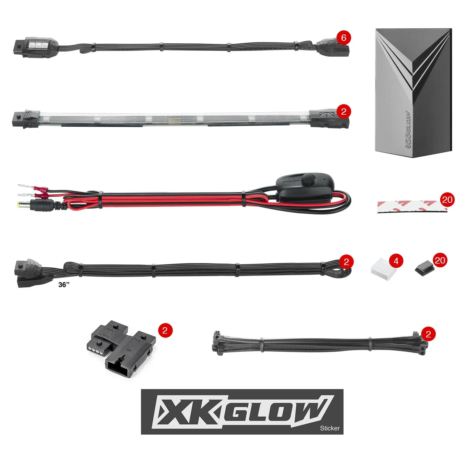 XK GLOW XK034015 Multi-color Motorcycle LED Accent Light Kit w/Remote Key Fob