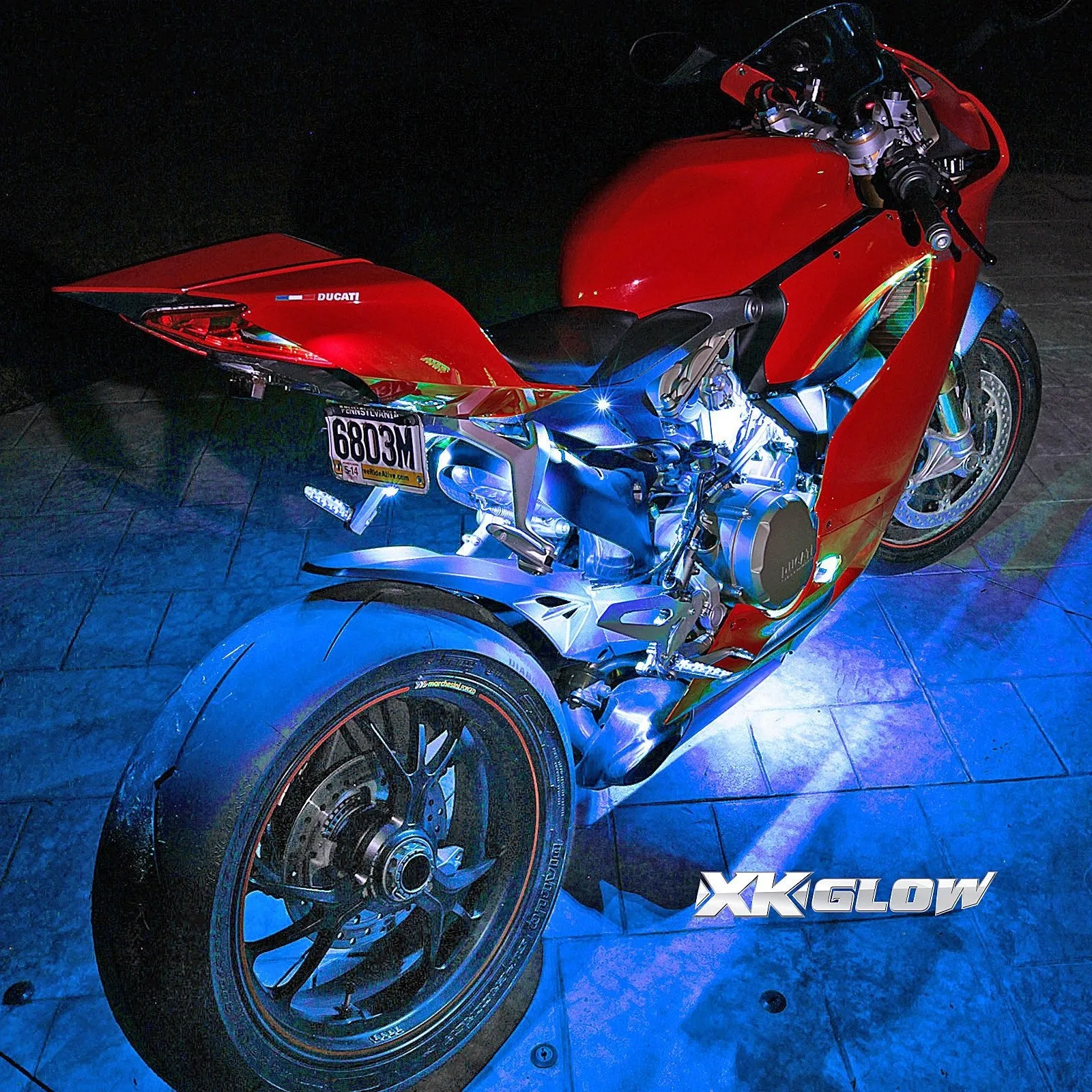 XK GLOW XK034015 Multi-color Motorcycle LED Accent Light Kit w/Remote Key Fob
