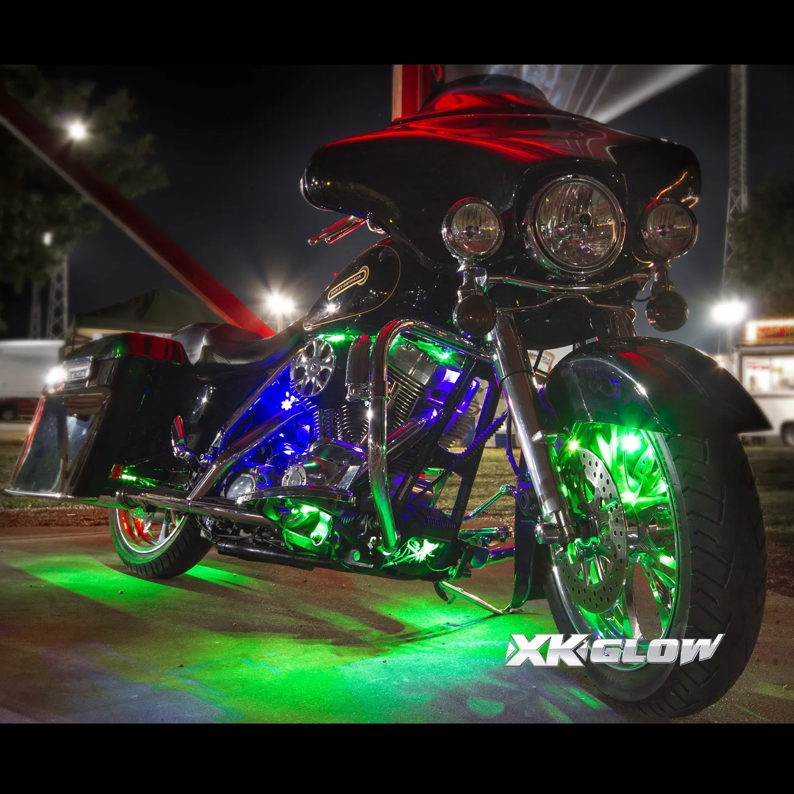XK GLOW XK034015 Multi-color Motorcycle LED Accent Light Kit w/Remote Key Fob