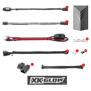 XK GLOW XK034015 Multi-color Motorcycle LED Accent Light Kit w/Remote Key Fob