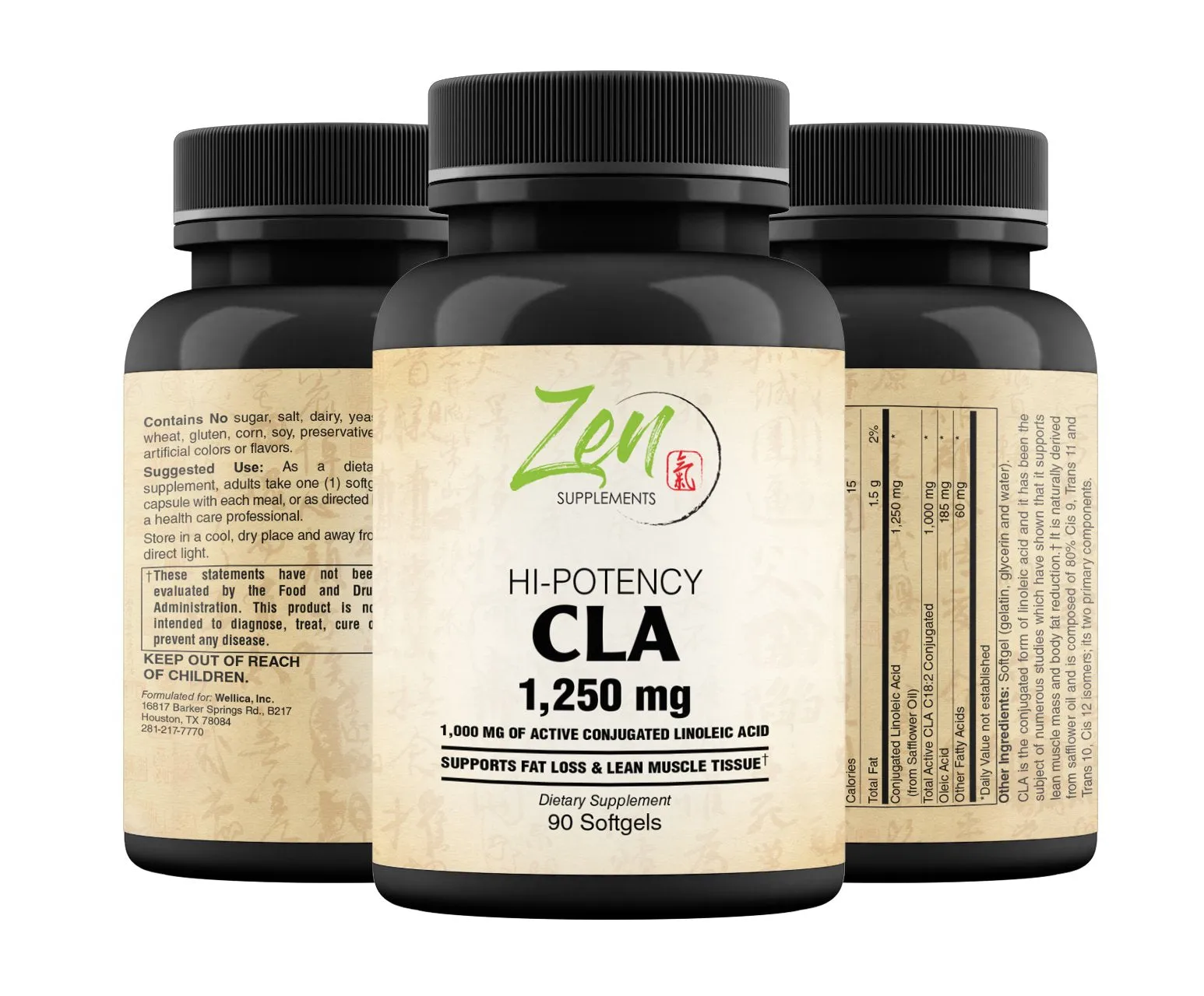Zen Supplements - Hi Potency CLA 1,250Mg - Supports Healthy Weight Management - Promotes Lean Mass Muscles, Metabolism & Immune Health 90-Softgel